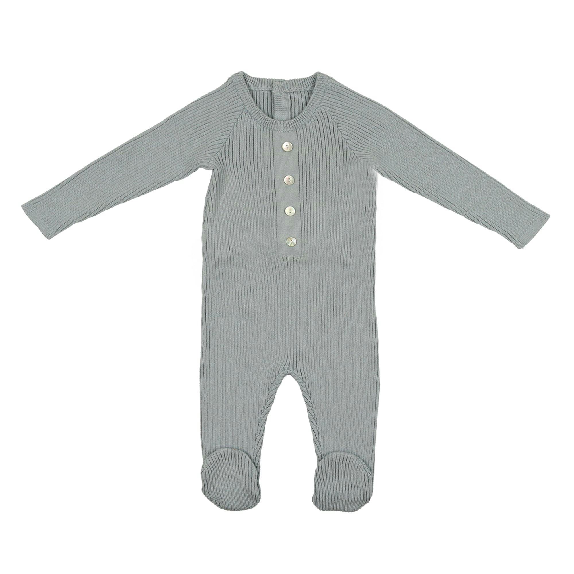 Button Knit Long Sleeve Footie