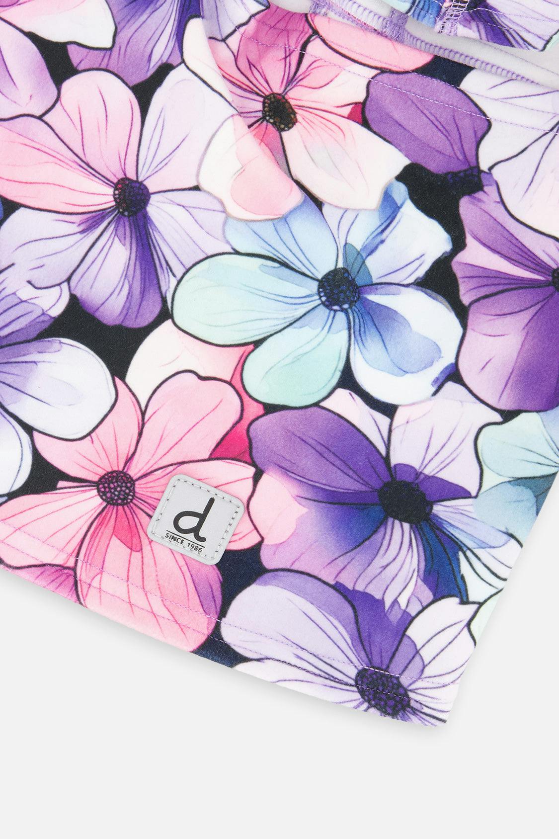 Brushed Jersey Balaclava Purple Floral Print