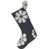 Hand Felted Wool Christmas Stocking - Flower Power Blue Arcadia Home