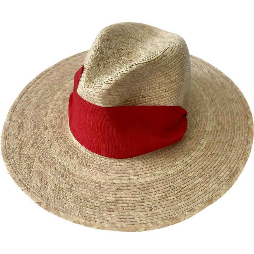 Zinnia Sun Hat - Wide & Short Red Grosgrain Ribbon