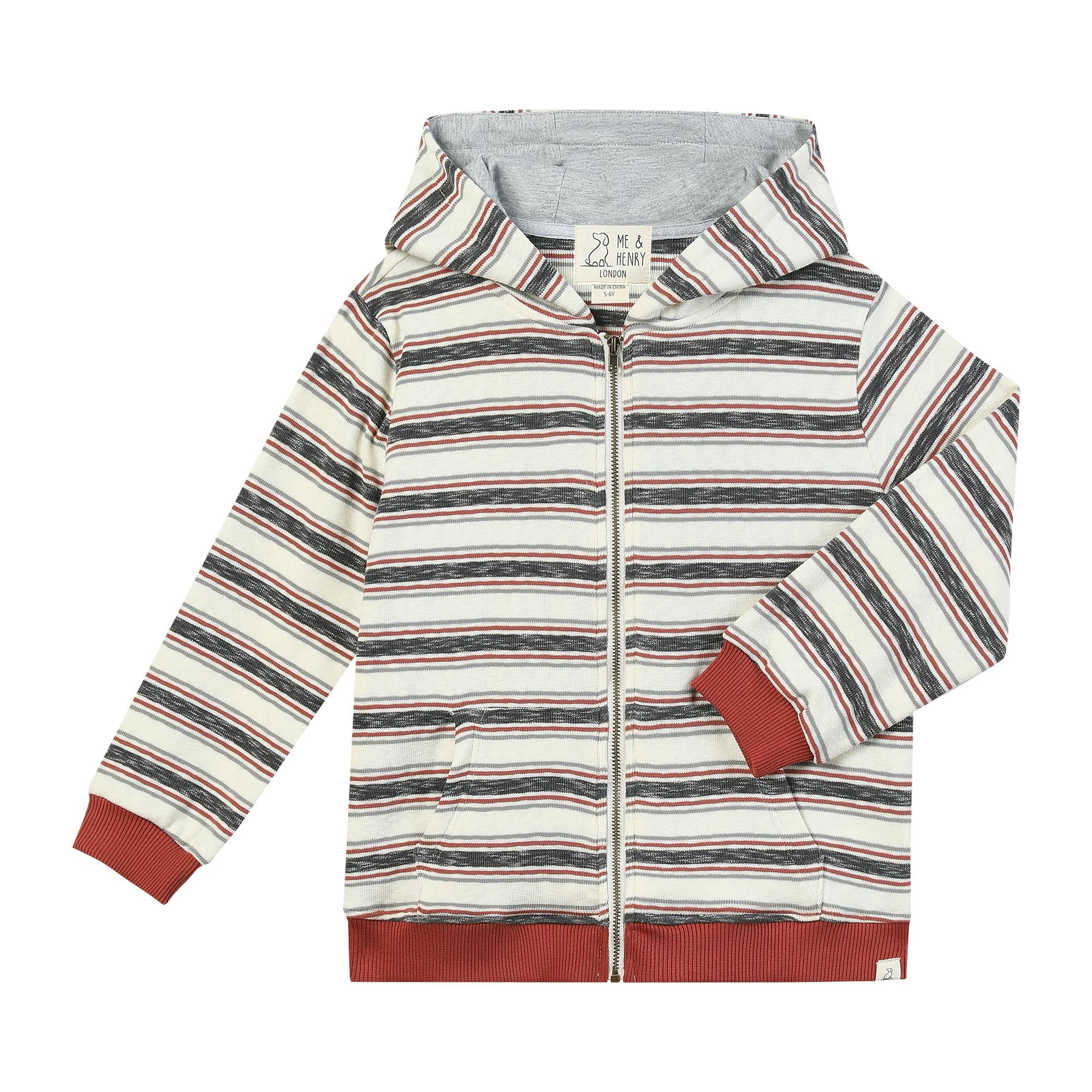 BELLAMY hoody top burgundy/cream stripe