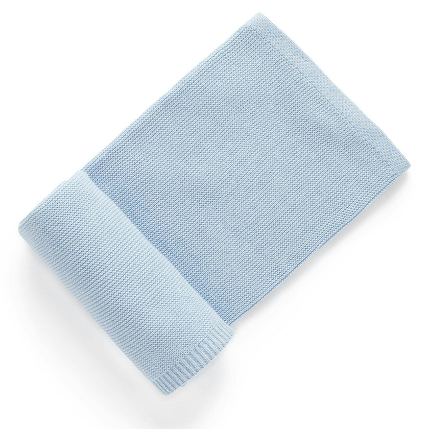Textured Knit Blanket Blue Melange