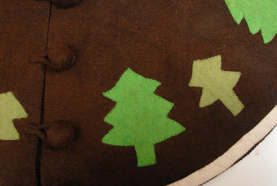 Handmade Rustic Trees Brown Felt Christmas Tree Skirt 60