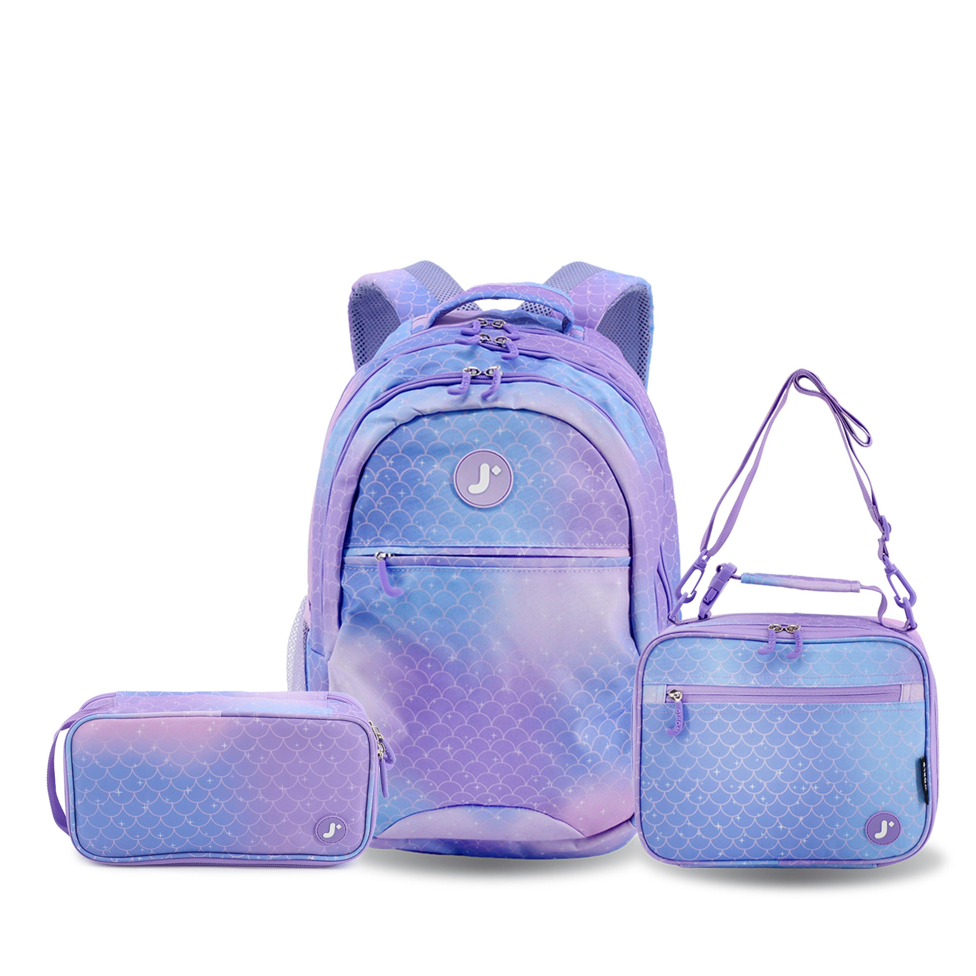 Cornelia Backpack with Lunch Bag and Pencil Case in Purple Mermaid