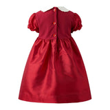 Baby Red Taffeta Rosebud Smocked Dress