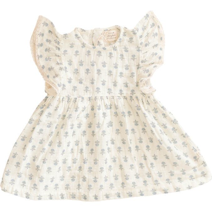 Organic Cotton Muslin Flutter Sleeve Dress