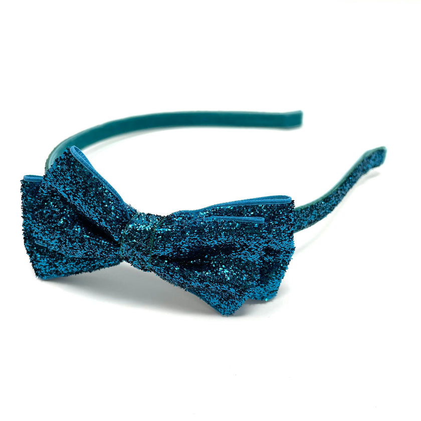 Glitter Bow Headband,Turquoise