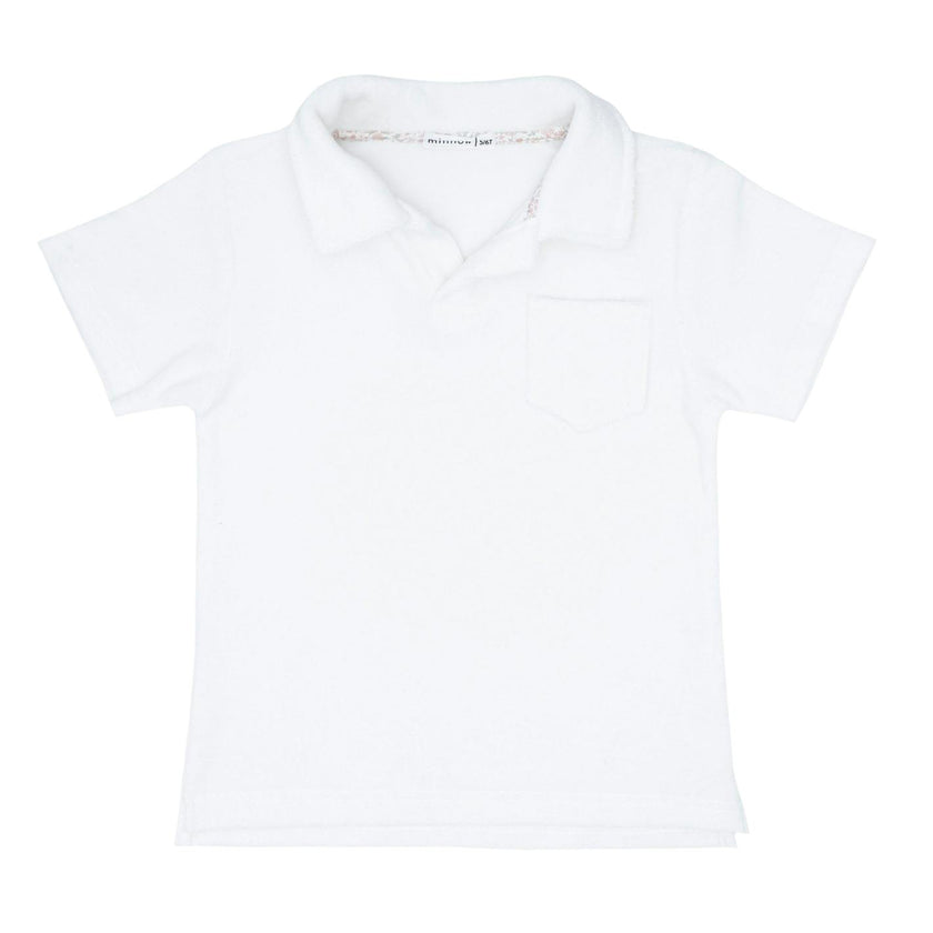 boys white french terry polo