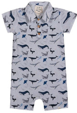 MOLOKAI BLUE WHALE PRINTED WOVEN ROMPER