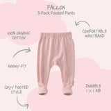 FALLON 3-Pack Footed Baby Pants