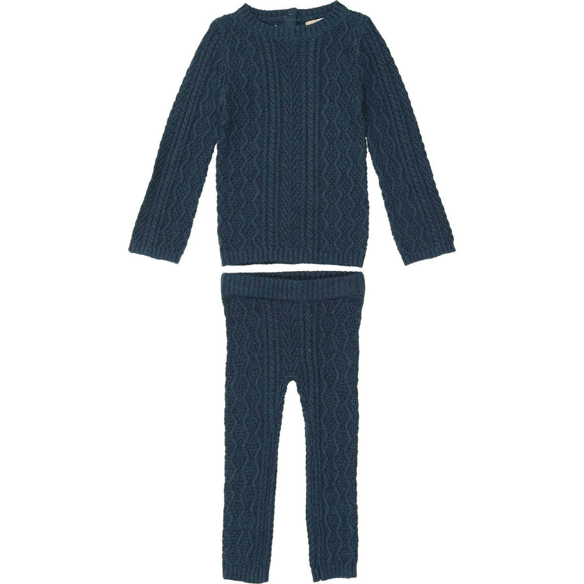 Marled Multi Knit Crew Neck Sweater & Pant 2-Piece Set