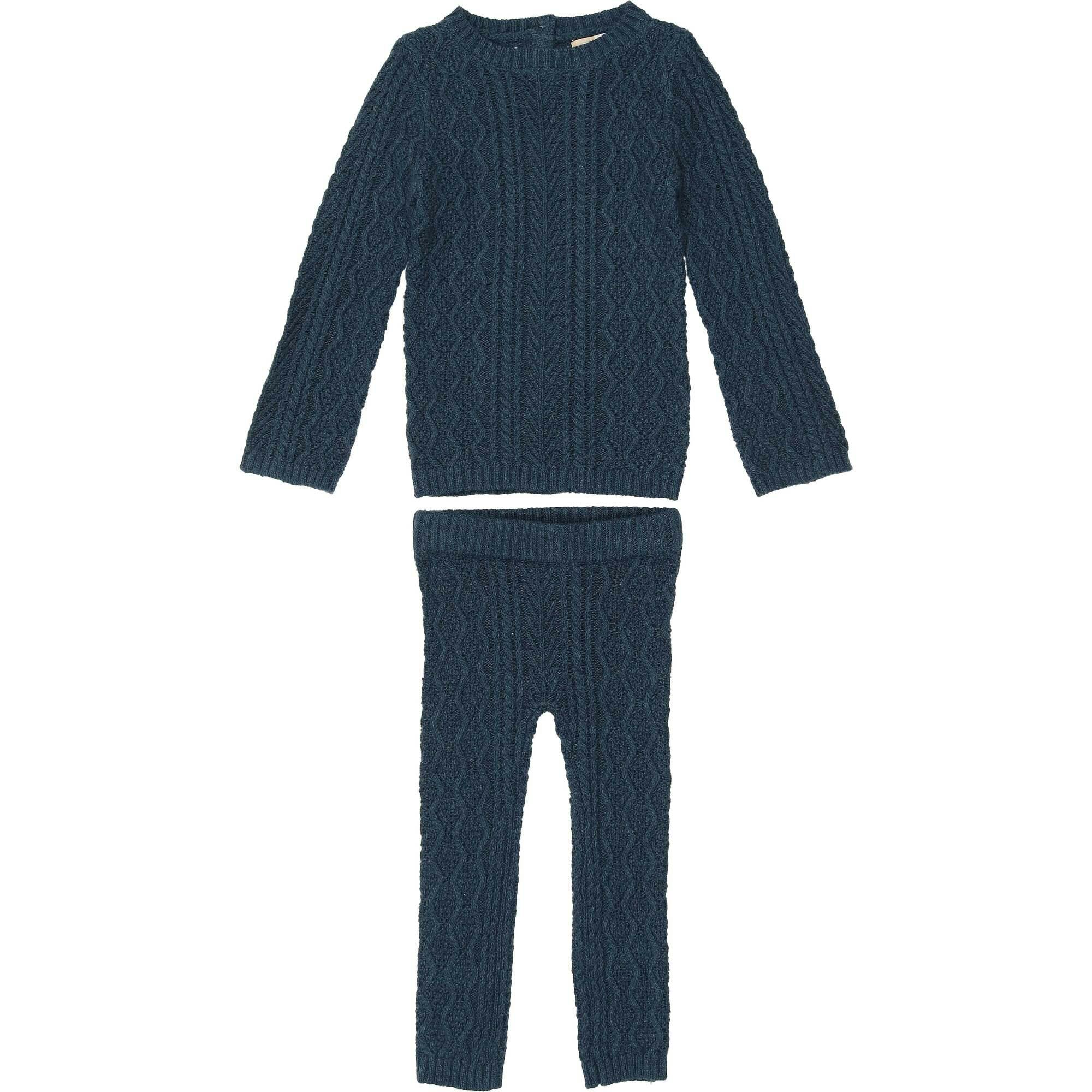 Marled Multi Knit Crew Neck Sweater & Pant 2-Piece Set