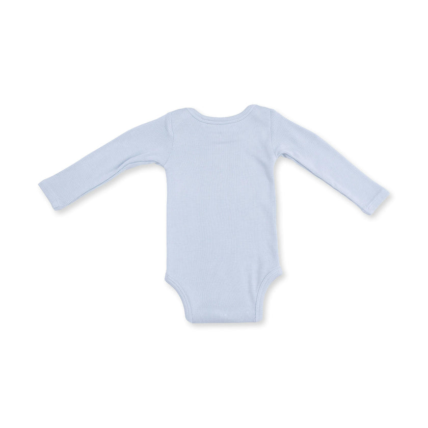 Solid Sheer Blue Rib - Long Sleeve Bodysuit