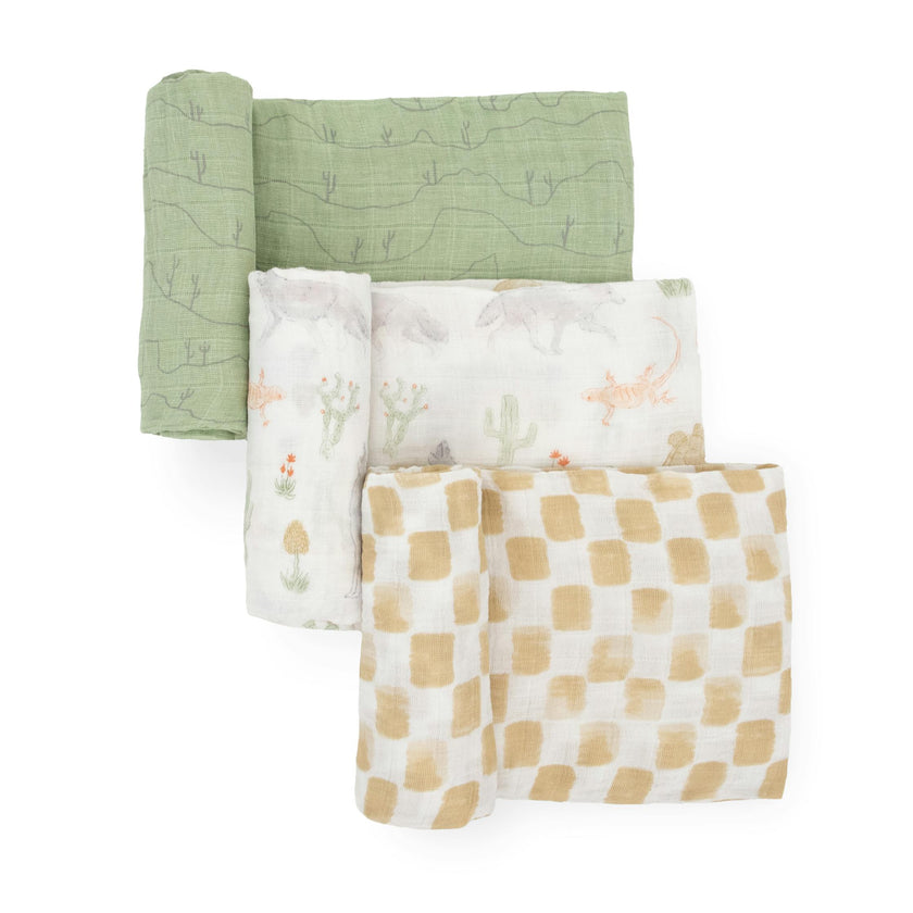 Cotton Muslin Swaddle Blanket 3 Pack - Desert Night