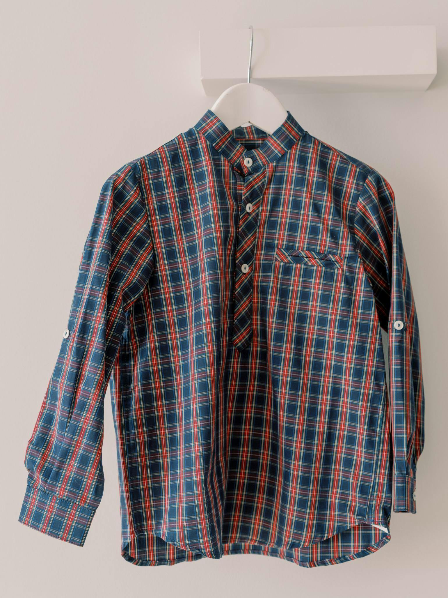 Navy Tartan Mateo Long Sleeve Boy Shirt