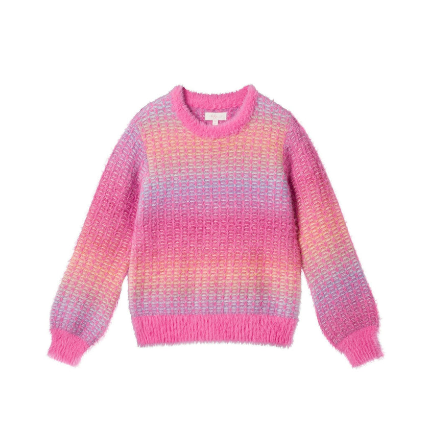 Tween Girls OmbrÃ© Eyelash Sweater | Pink Multi