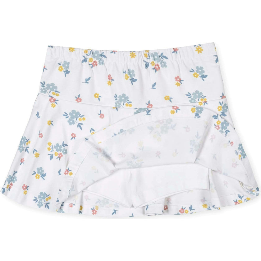 Organic Printed Knit Skort, White
