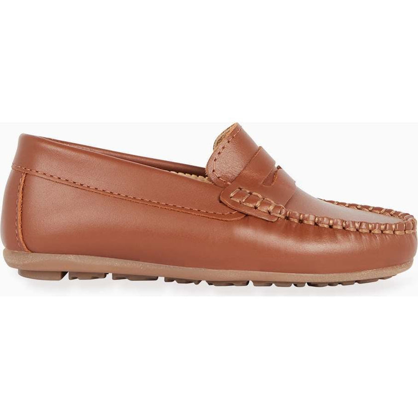 Tan Leather Boy Loafer Shoes