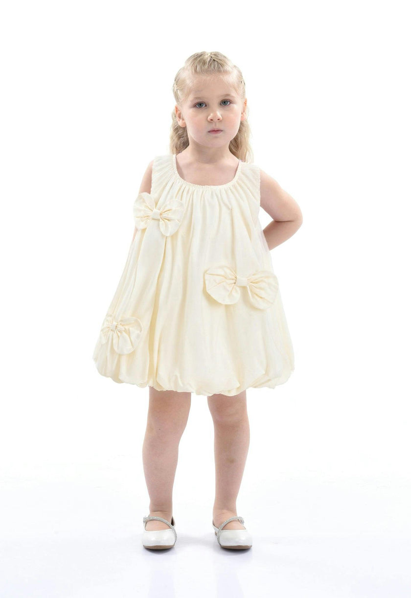 Ivory Sleeveless Bow Dress