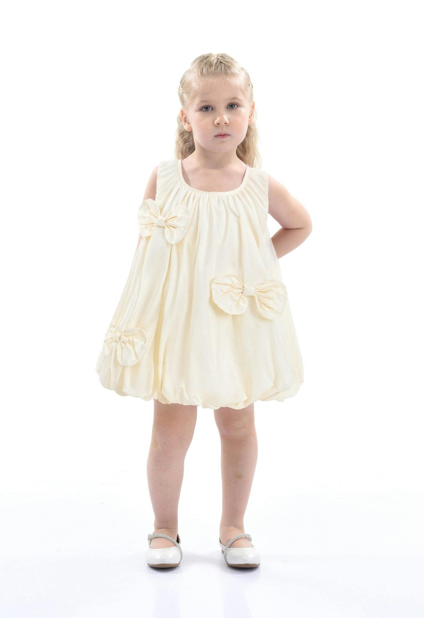 Ivory Sleeveless Bow Dress