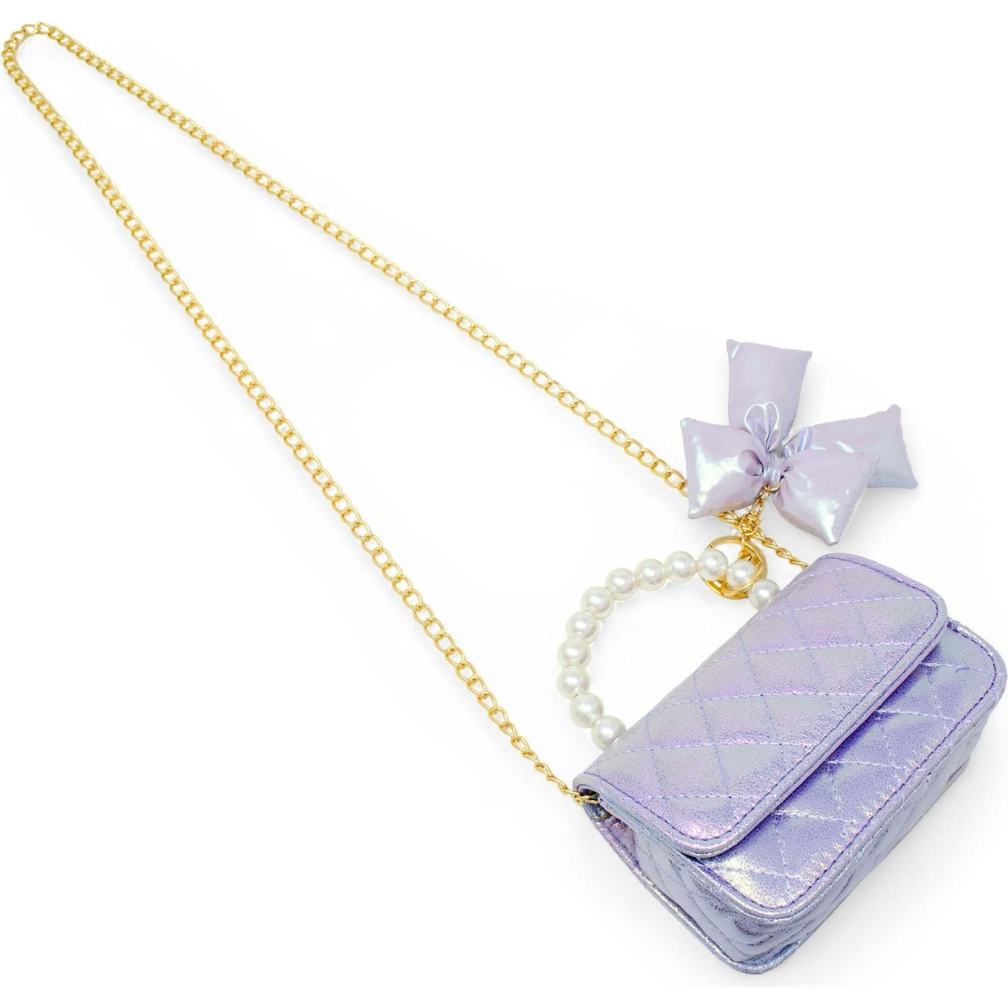 Shiny Quilted Fluffy Bow Handbag