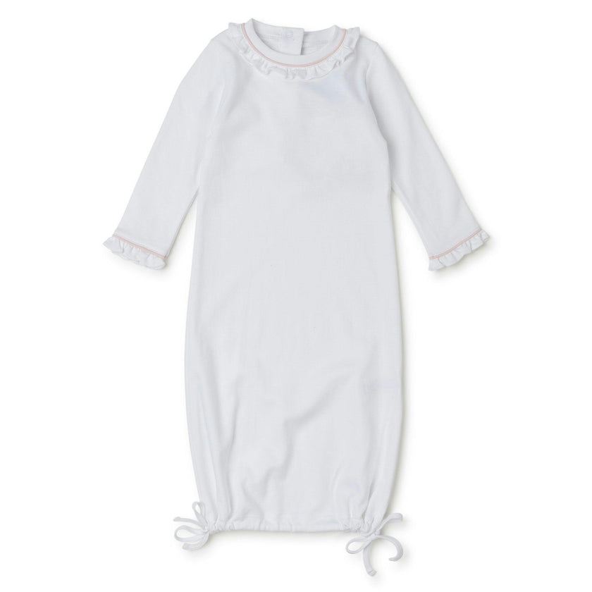 Georgia Pima Cotton Daygown for Girls White with Light Pink Piping