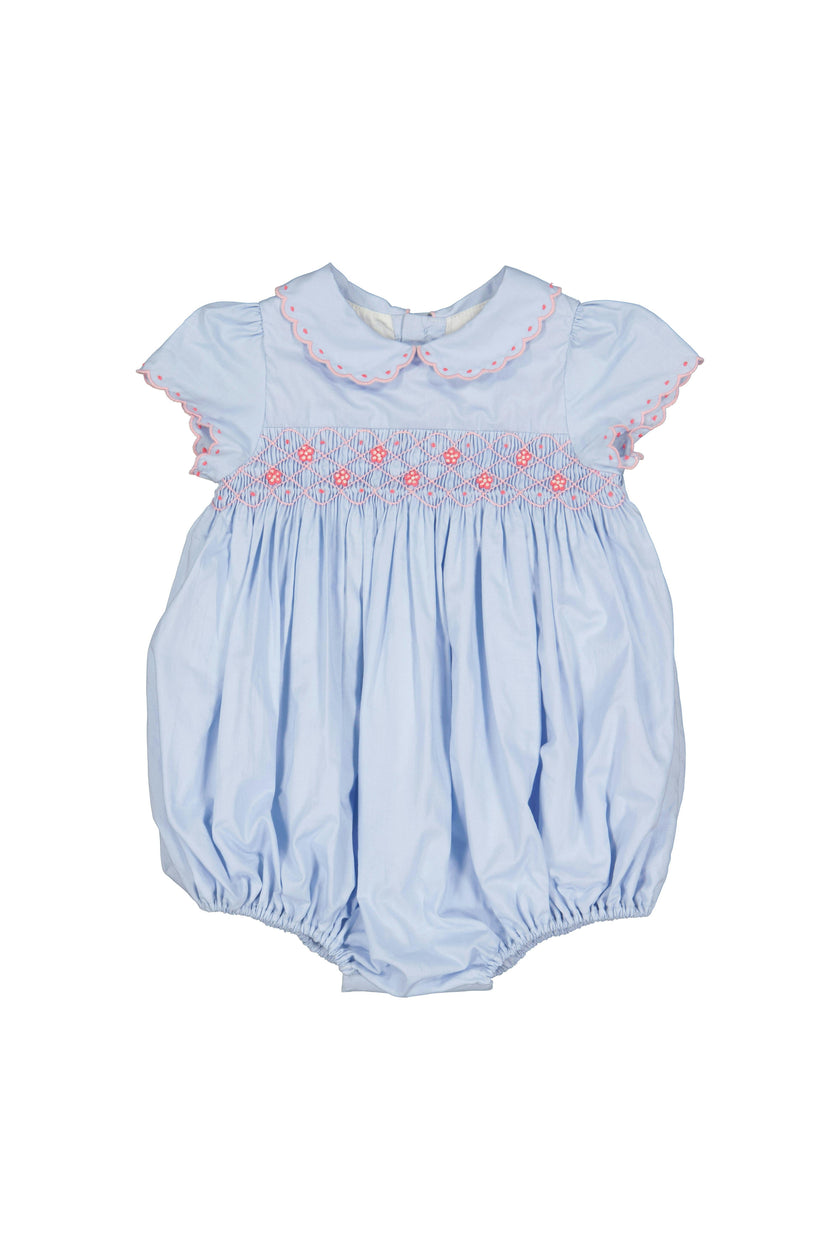 Cassis Blue Short Sleeve Smocked Romper