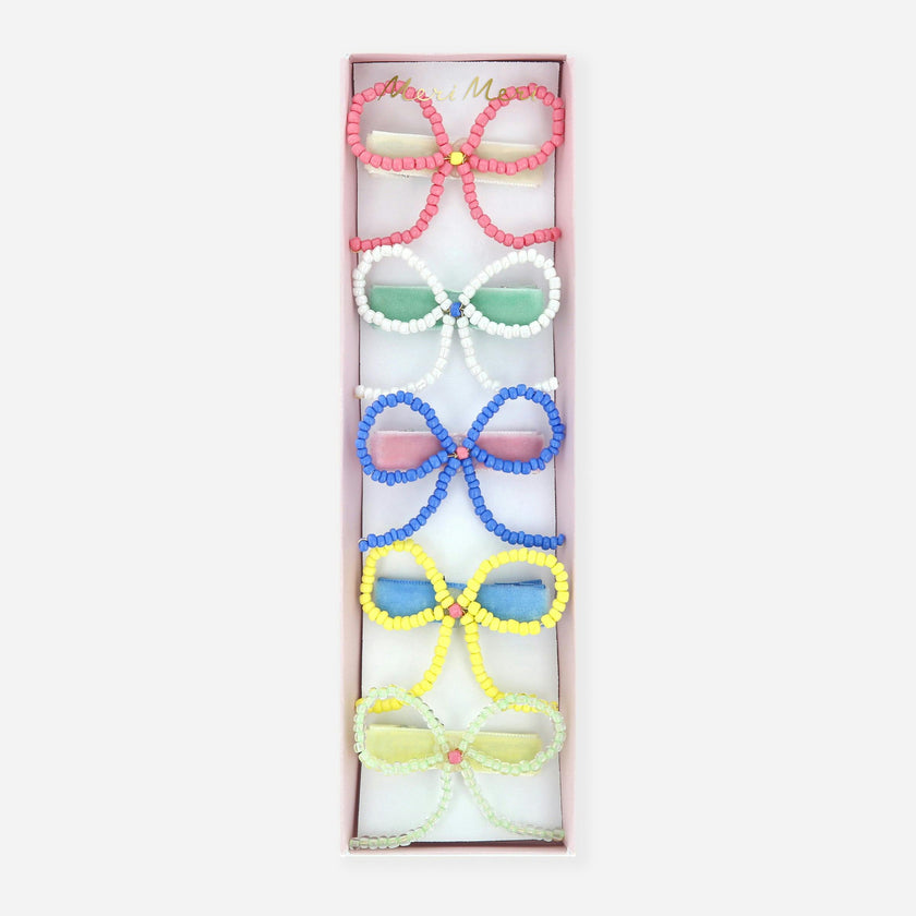 Beaded Bow Hair Clips