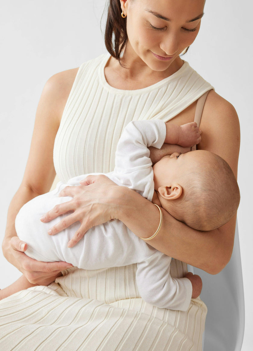 A-Line Sweater Knit Maternity Nursing Midi Dress