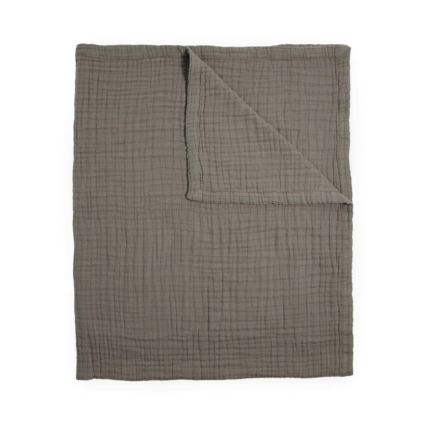Cotton Muslin Quilted Throw - Mocha
