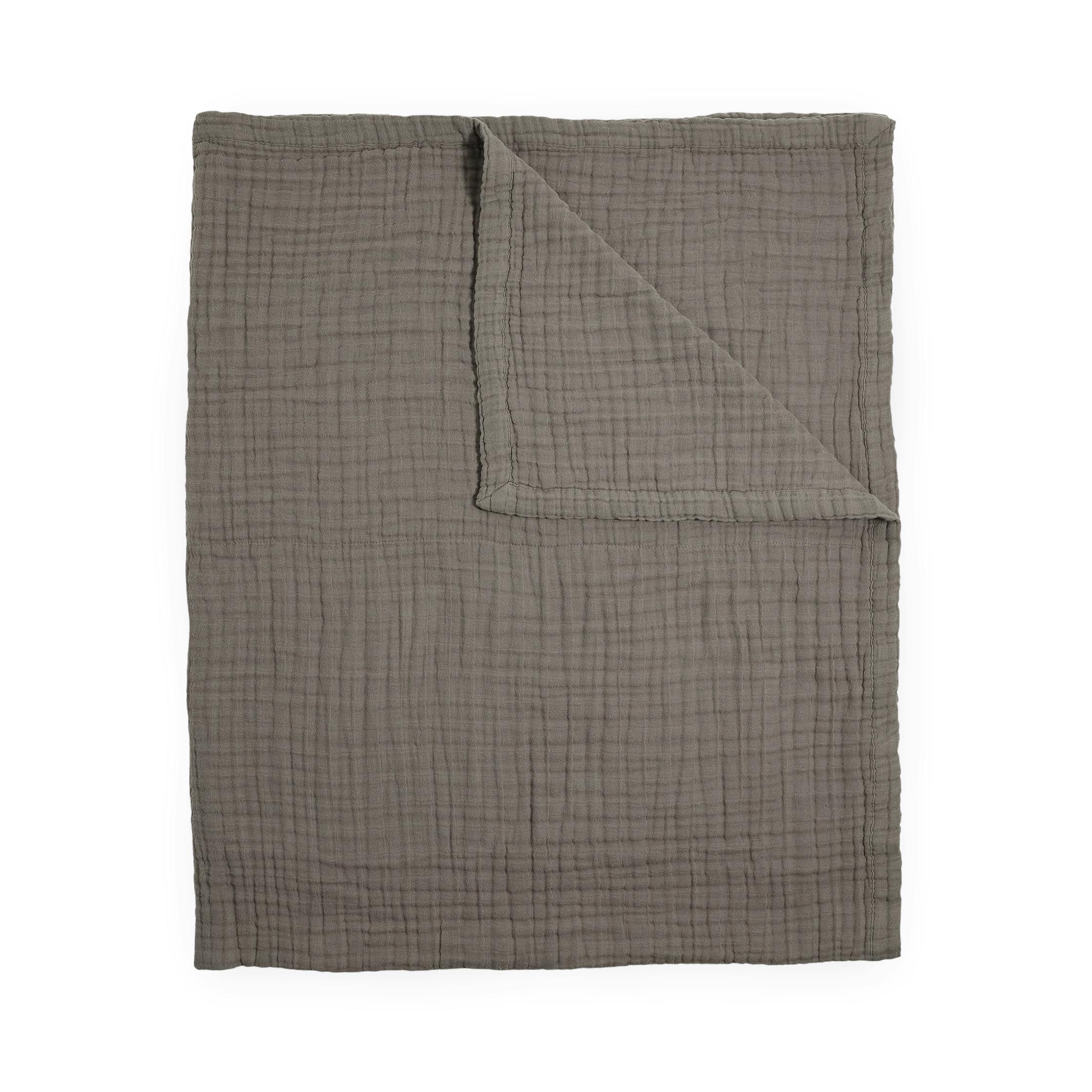 Cotton Muslin Quilted Throw - Mocha