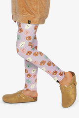 Organic Cotton Leggings Purple Poodle Print