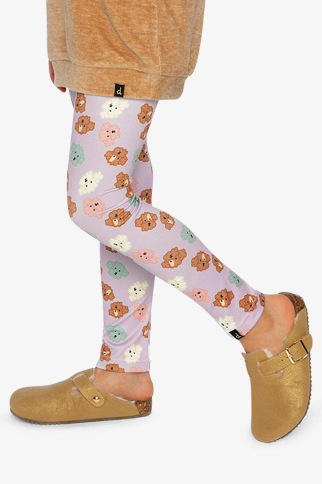 Organic Cotton Leggings Purple Poodle Print