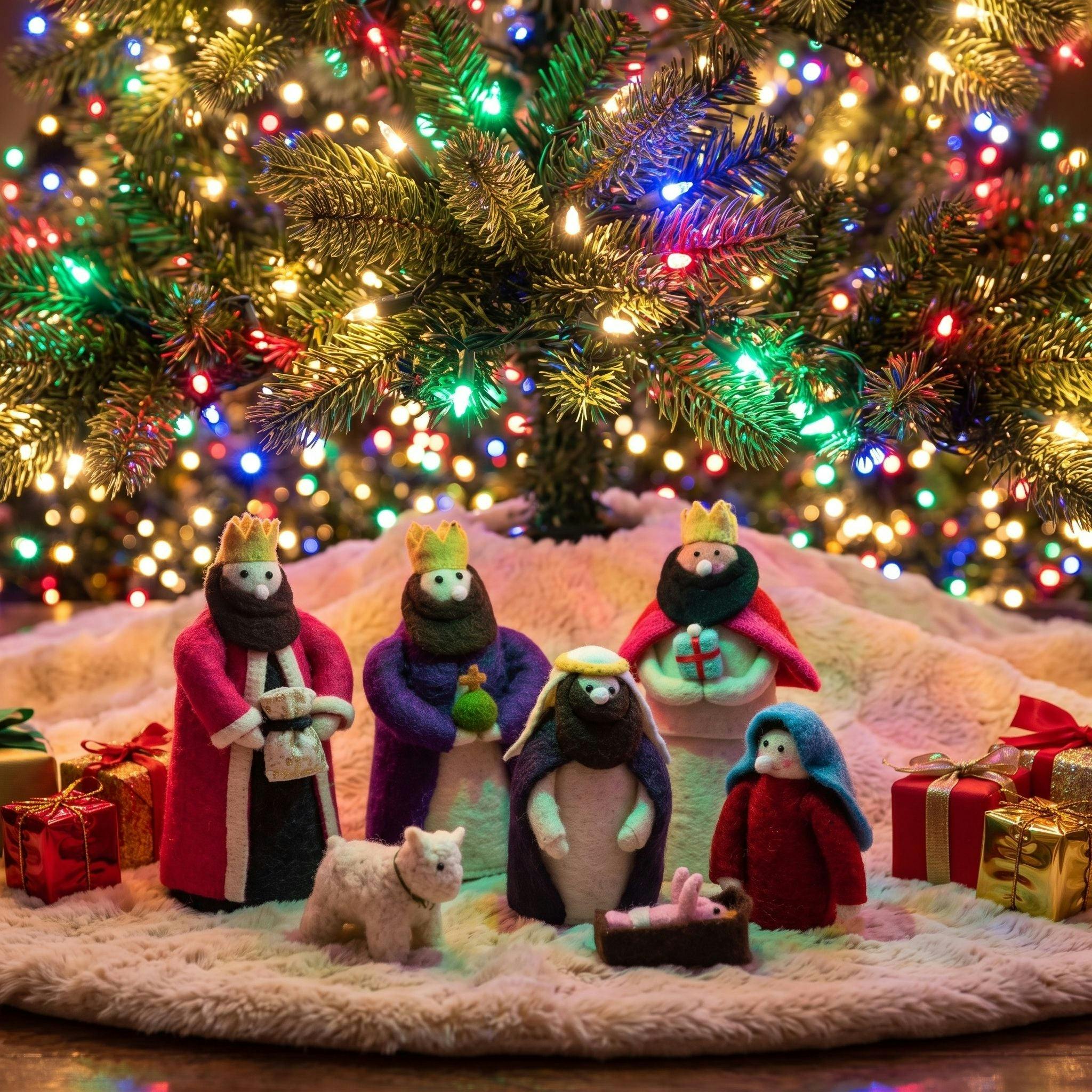 Handmade Christmas Nativity Scene in Hand Felted Wool