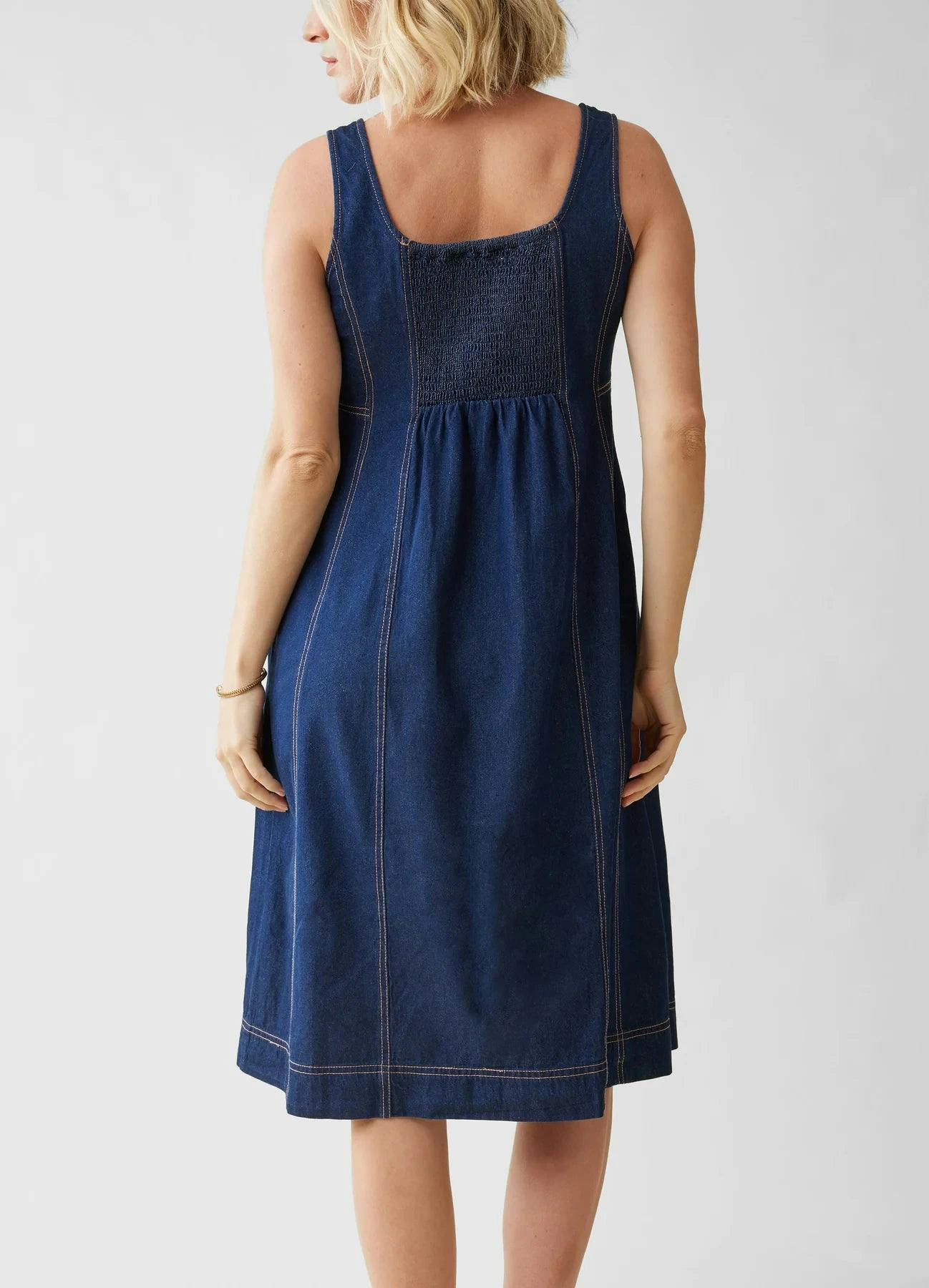 Sleeveless Chambray Maternity and Nursing Midi Dress