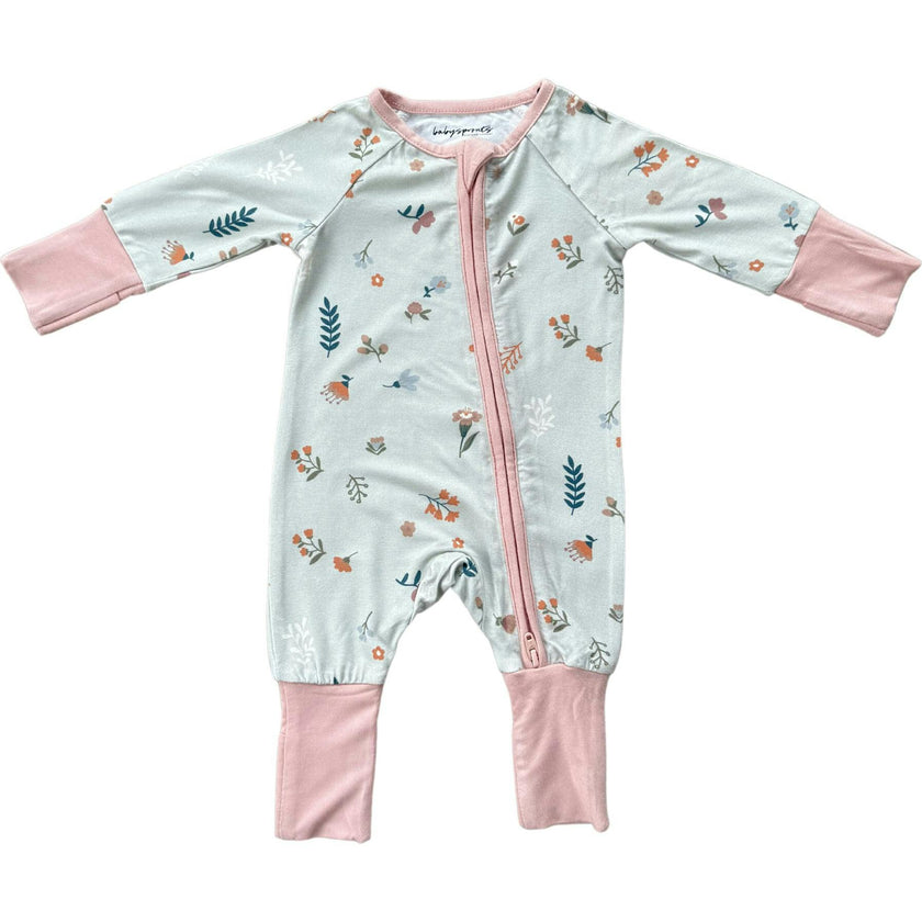 Long Sleeve Zip Romper Hair Bow