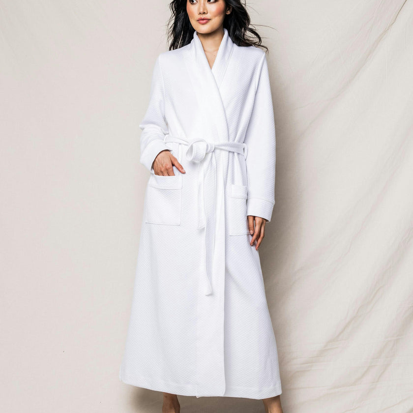Women's Pima Ophelia Robe in White Jacquard