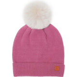 Kids Knit Winter Hat with Faux Fur Pom