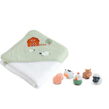 Funny Farm XL Cape Towel & Bath Toy Set