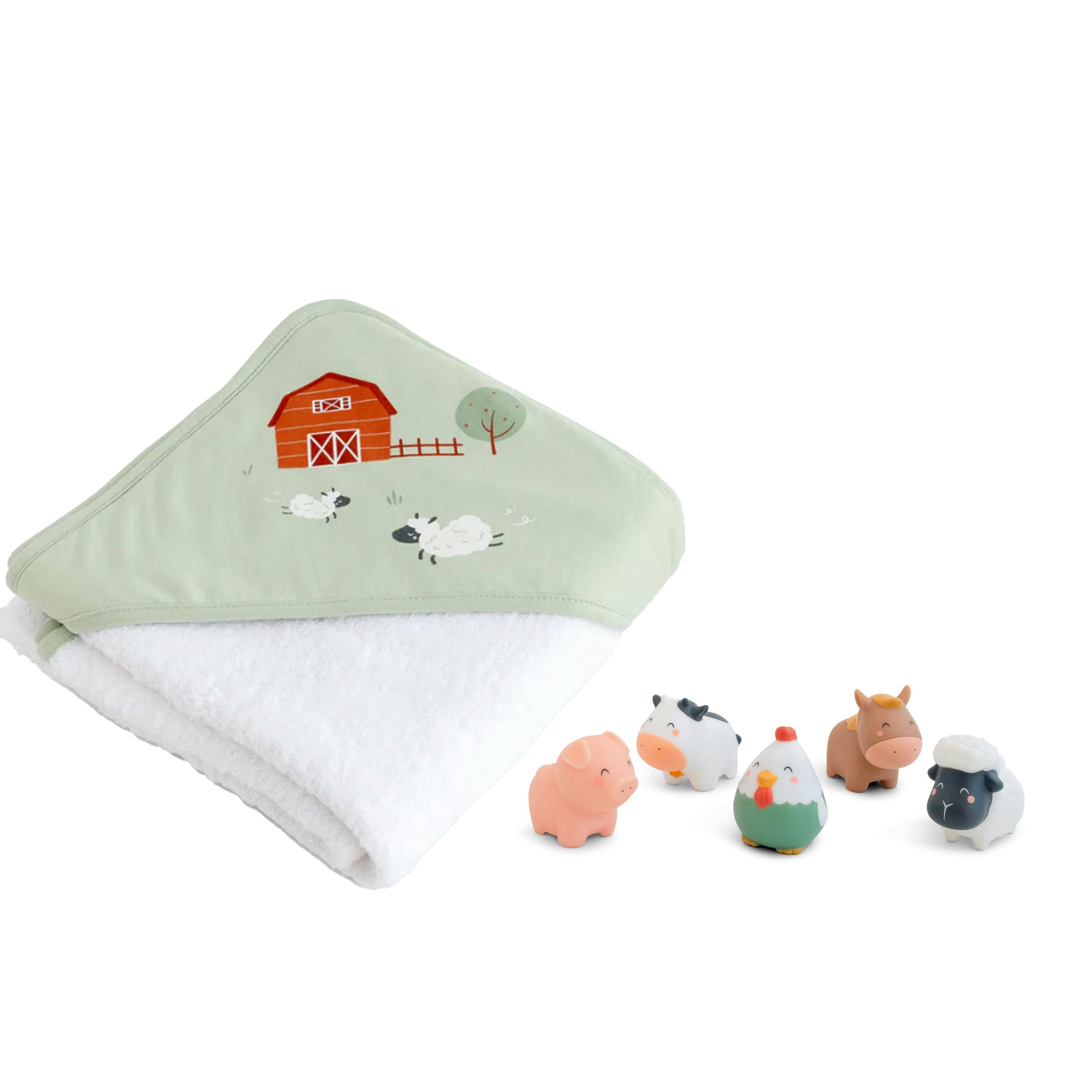 Funny Farm XL Cape Towel & Bath Toy Set