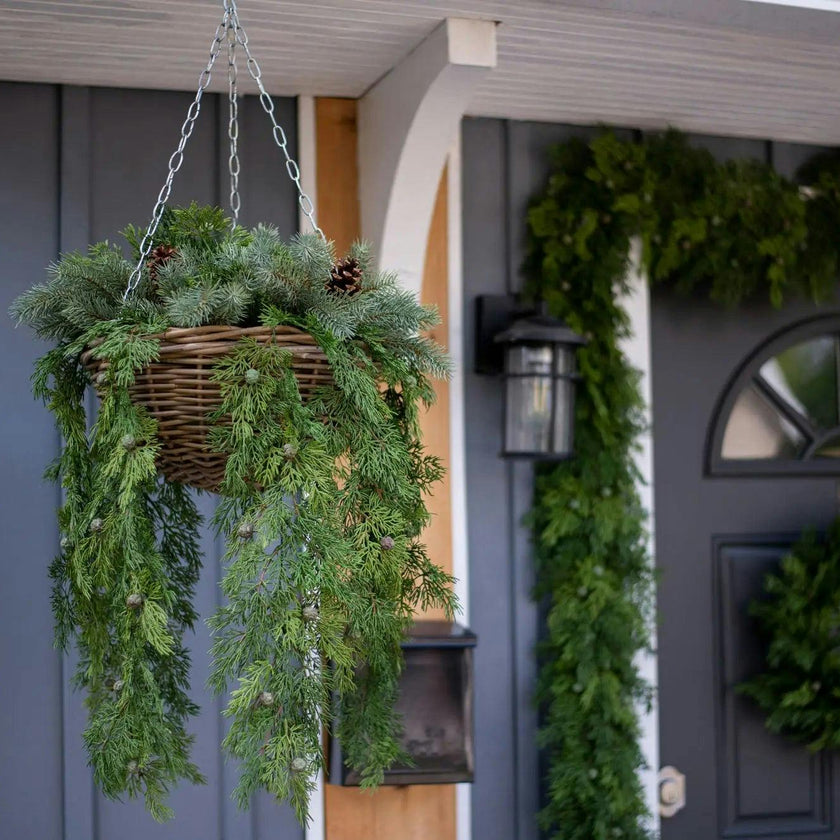 Seeding Real Touch Juniper Berry Faux Greenery Front Door Mantle Wreath 18"