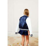 Valley Satin Varsity Jacket Navy & White