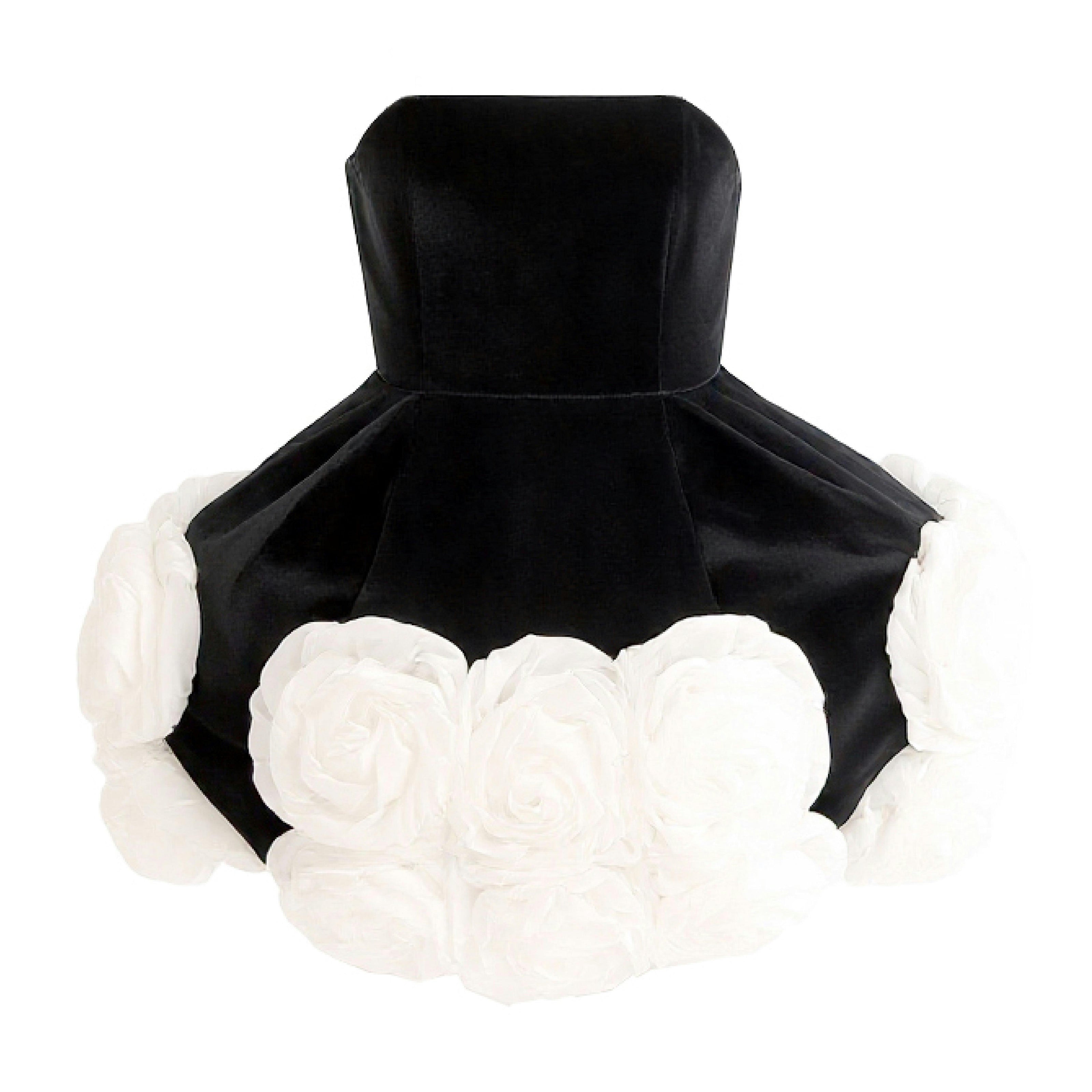 Black Almendra Floral Strapless Dress