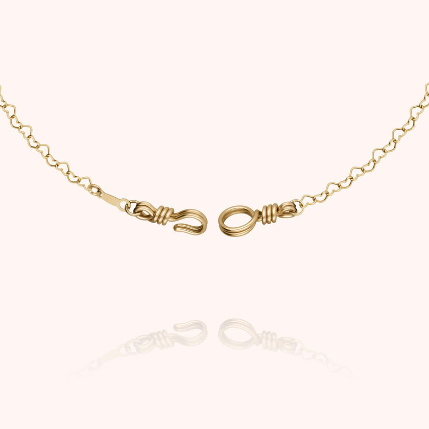 Women's Linked Hearts Chain Necklace, Yellow Gold