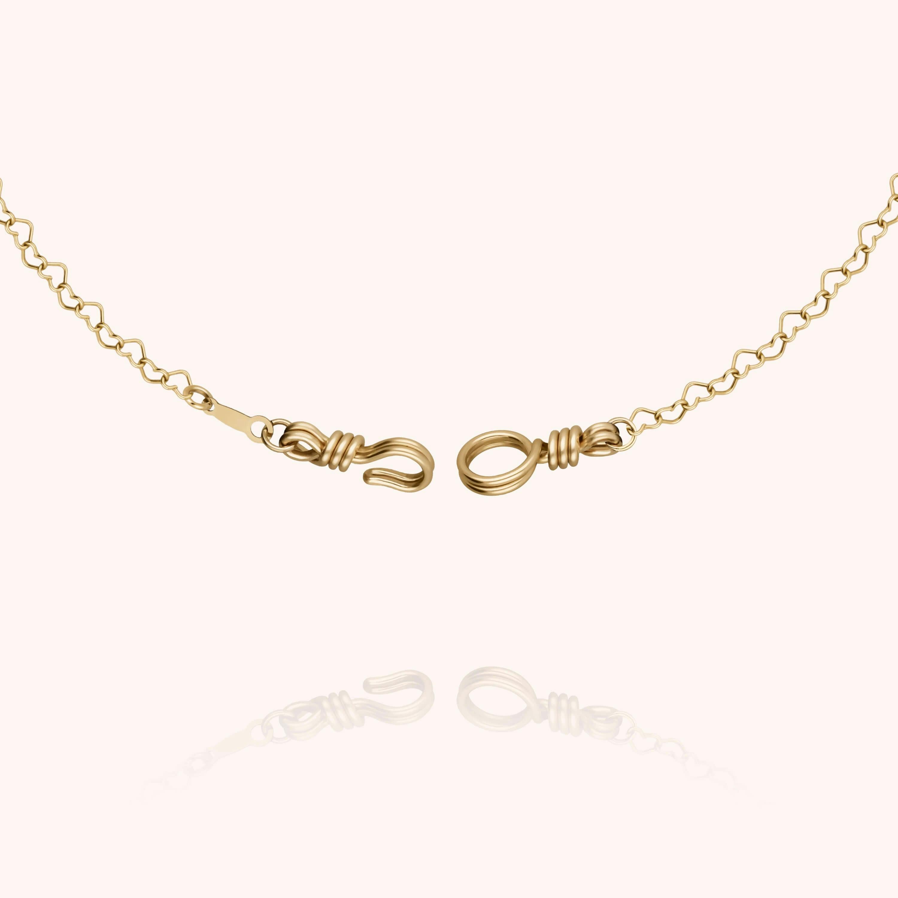 Women's Linked Hearts Chain Necklace, Yellow Gold