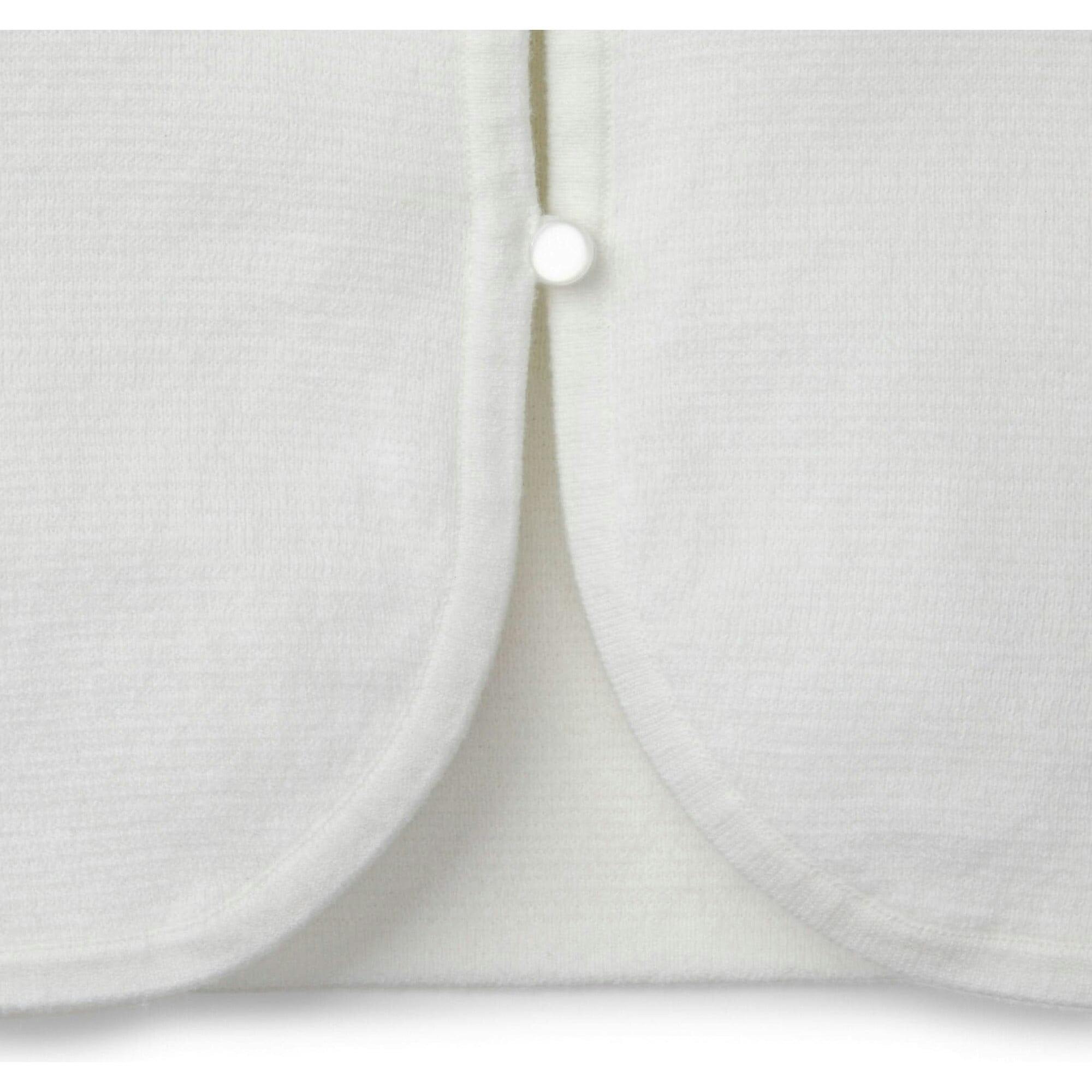 Organic Cropped Curved Hem Cardigan, White