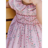 Pink Garland Floral Sara Baby Girl Hand-Smocked Set