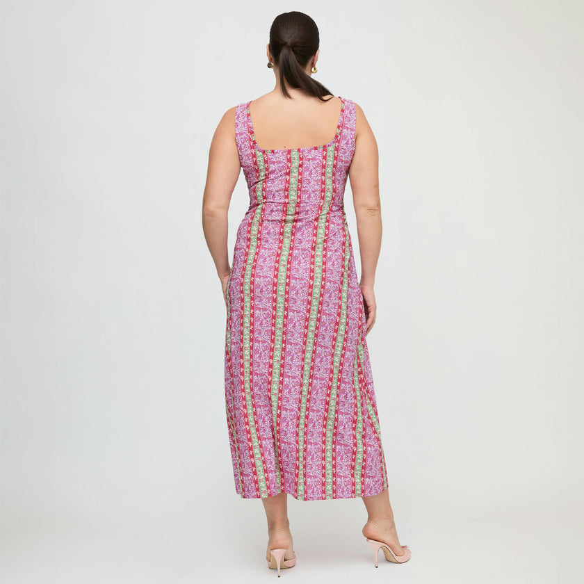 The Coraline Dress - Sunset Etched Floral Stripe