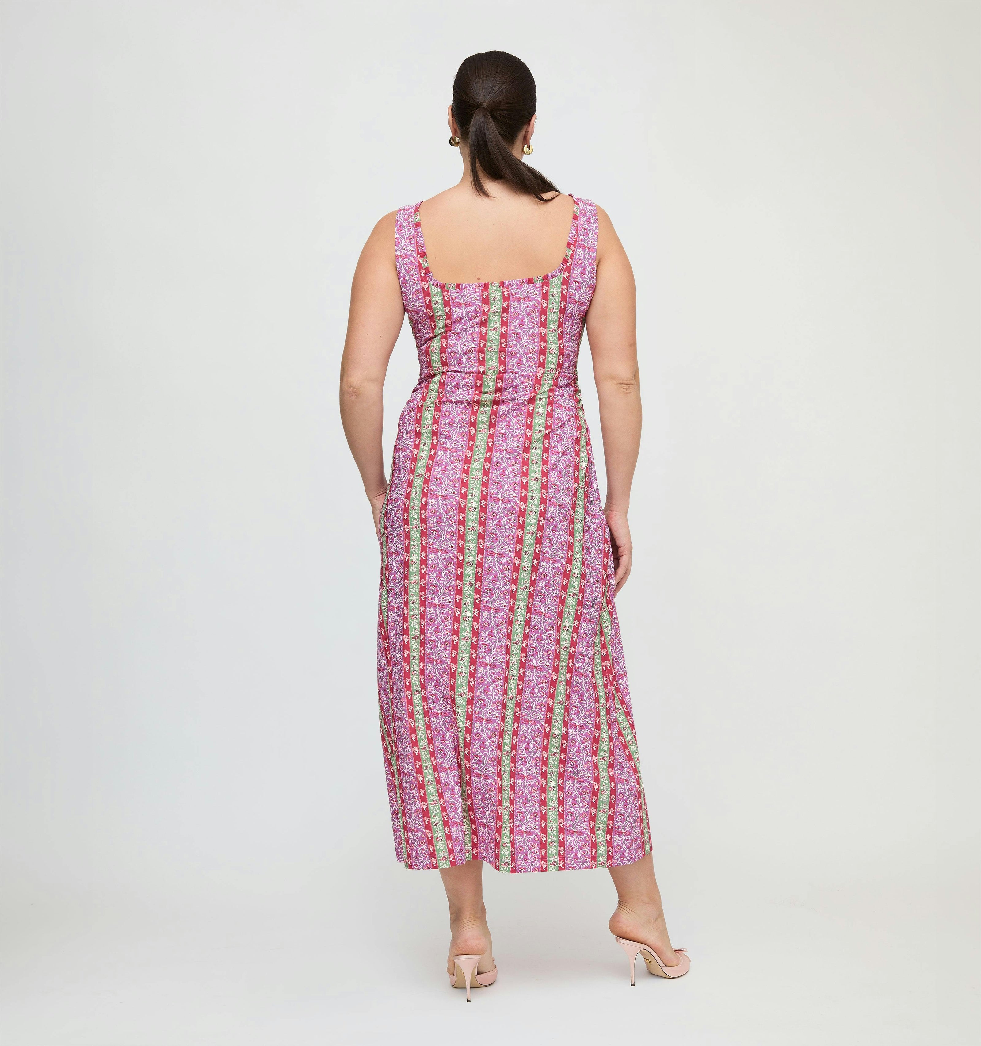 The Coraline Dress - Sunset Etched Floral Stripe
