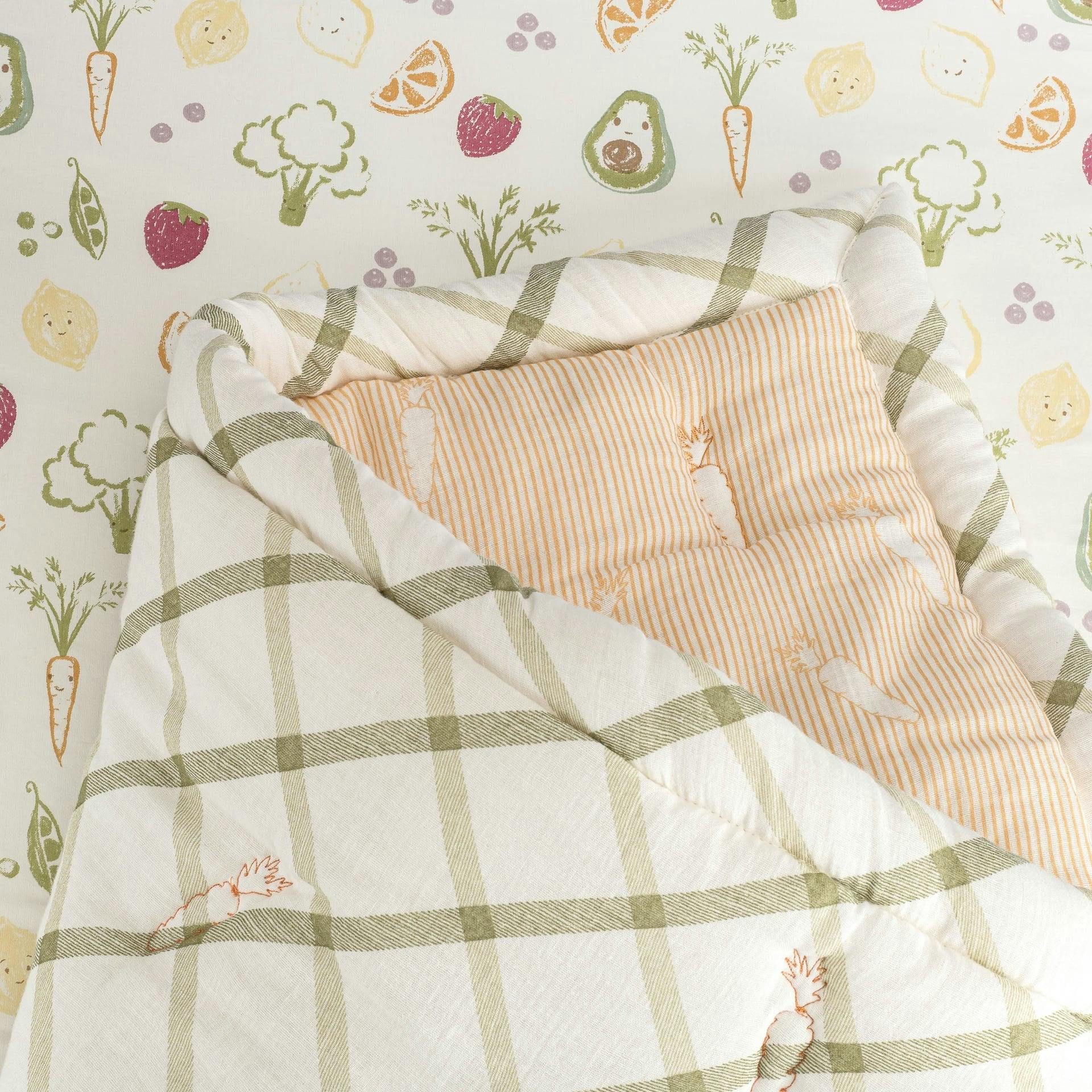 Clementine Fruits & Veggies Cotton Quilted Blanket